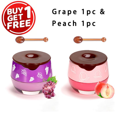 [Buy 1 Get 1 Free]2 Pack Bee Balm Lip Balm Honey Pot, Exfoliating Honey & Strawberry Propolis Lip Mask, Hydrating & Prevention Dry And Cracked Lip Scrubs Exfoliator Lip Sleeping Mask Reduces Lip Lines With Brush Lip Care Vale