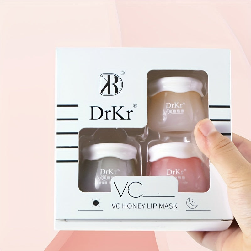 3 In 1 Box Small Honeypot Lip Mask Moisturizes Lips, Natural Hydrating Lip Care Lip Balm, VC Honey Lip Cosmetics For Daily Use Valentine's Day Gifts