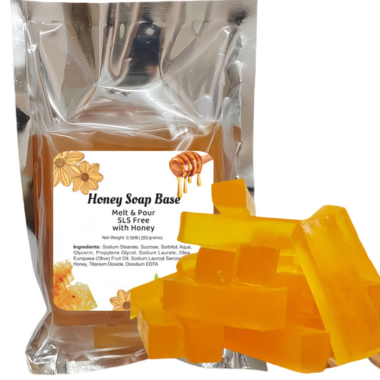 8.82oz Honey Soap Base for DIY Handmade Soaps - Moisturizing Glycerin-Infused, Fragrance-Free with Natural Honey Extract, Ideal for Soap Making Enthusiasts, Honey Glow Soap